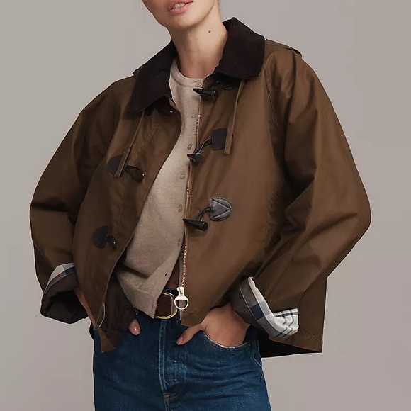 Barbour Jackets & Blazers - NWT Barbour Myra Waxed Cotton Duffle Jacket Coat in Brown